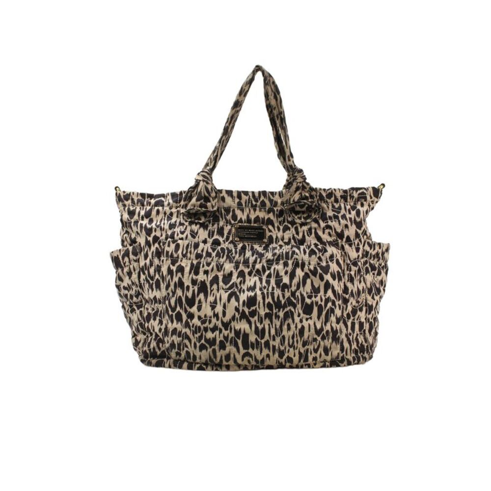 Marc By Marc Jacobs Womens Nylon Animal Print Tote Handbag Cream Black